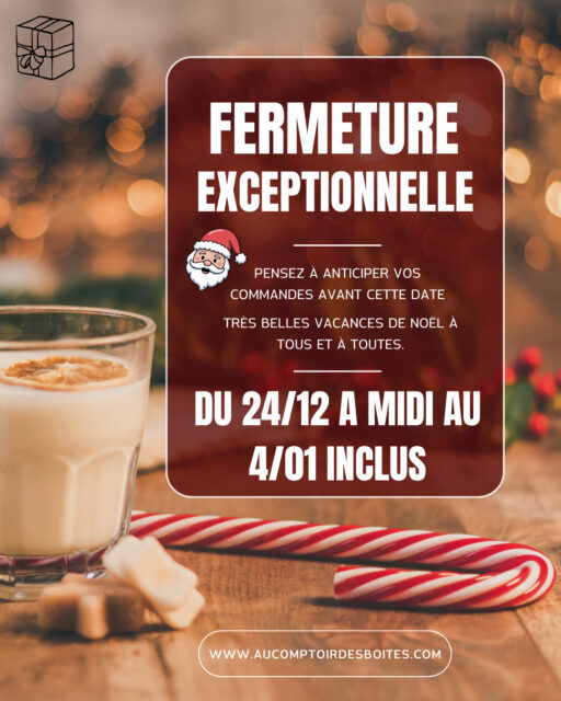 ✨ L’équipe sera en pause du 24/12 au 04/01 inclus pour les vacances de Noël.Nous profitons de cette période pour recharger les batteries, passer du temps en famille et revenir en pleine forme pour la nouvelle année.Merci pour votre confiance tout au long de l’année ❤️On se retrouve très vite ! 🎁